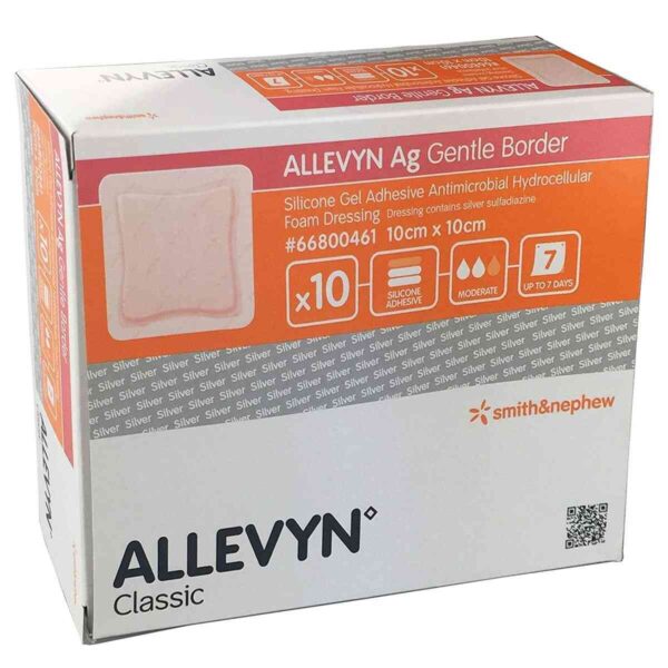 ALLEVYN Ag Gentle Border 7.5cm X 7.5cm, 10 Dressings