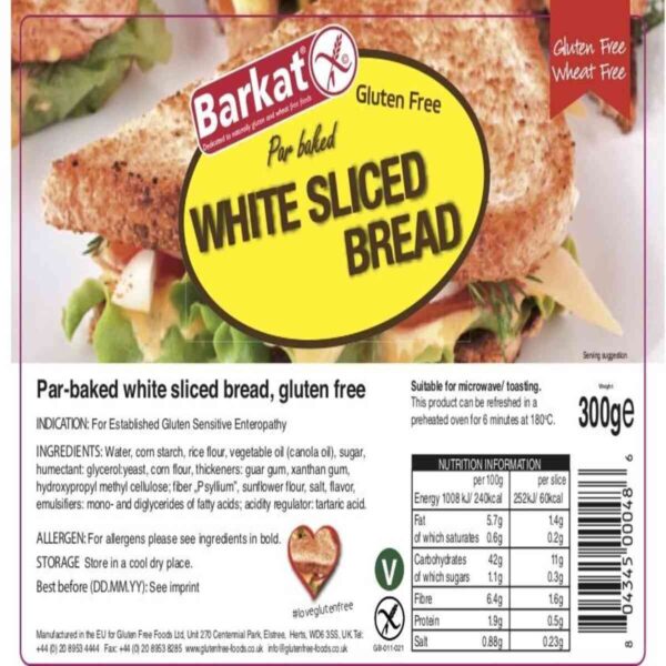 Barkat Gluten Free White Sliced bread