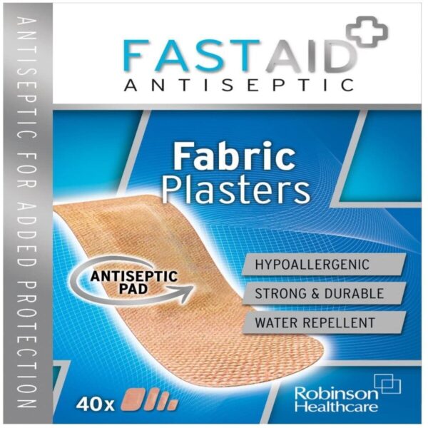 Fast Aid Antiseptic Antibacterial Fabric Plaster, 24 Plasters