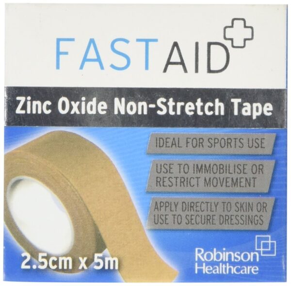 Robinson Healthcare 4483 Fast Aid Zinc Oxide Non-Stretch Tape, 2.5cm x 5m