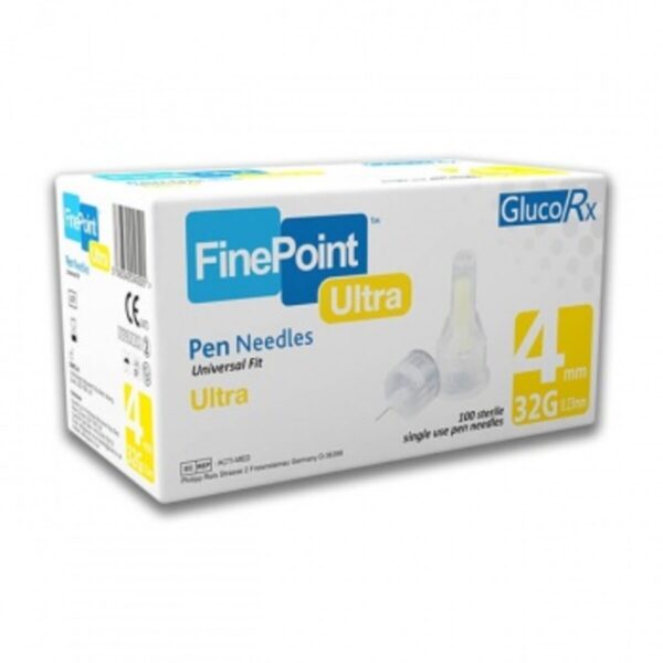 GlucoRx Finepoint Ultra insulin pen needles 4mm 31g