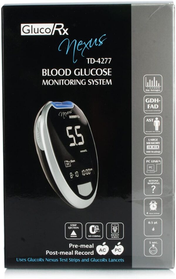 GlucoRx Nexus Blood Glucose Meter Monitoring System