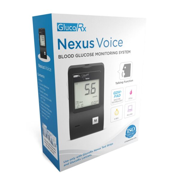 GlucoRx Nexus Voice Blood Glucose Monitoring System