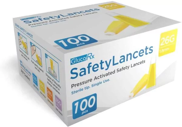 GlucoRx Safety Lancets 26G 1.8MM