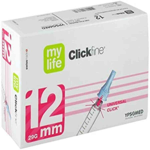 Mylife Clickfine Pen Needles 12mm Diamond Tip, 100 Needles