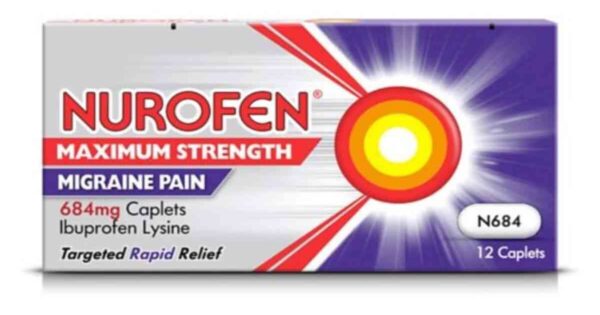 Nurofen Maximum Strength Migraine Pain 684mg, 12 Caplets - Dock Pharmacy