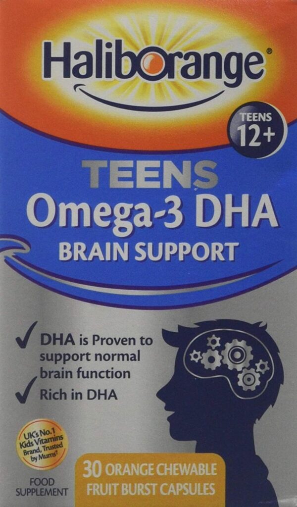 Haliborange Teens Omega-3 DHA Brain Support Orange Chewable Capsules, 30