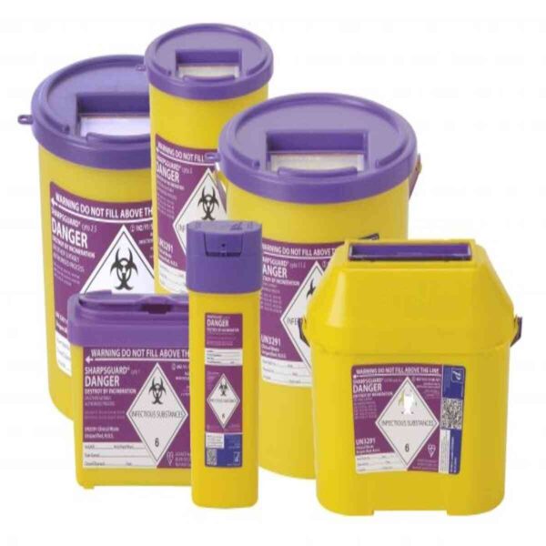 SharpSafe Sharps Disposable Bin Purple Sharps Bin