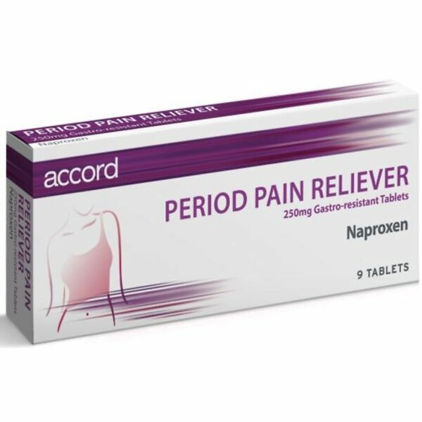 Period Pain Reliever Tablets - Naproxen 250mg Gastro-Resistant Tablets, 9 Tablets