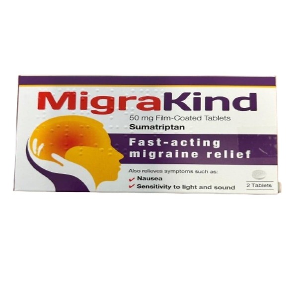 MigraKind 50mg Tablets - Sumatriptan 50mg, 2 Tablets