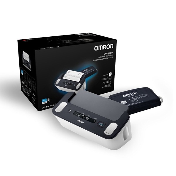 OMRON Complete Smart Blood Pressure Monitor and ECG Monitor – Dual-function device with a sleek design, offering accurate blood pressure readings and ECG monitoring. Features a large digital display and smartphone connectivity for easy health tracking.