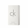 A 100ml bottle of Calvin Klein CK One Unisex Eau de Toilette Spray, featuring a minimalist design that embodies the fresh and contemporary fragrance suitable for all.