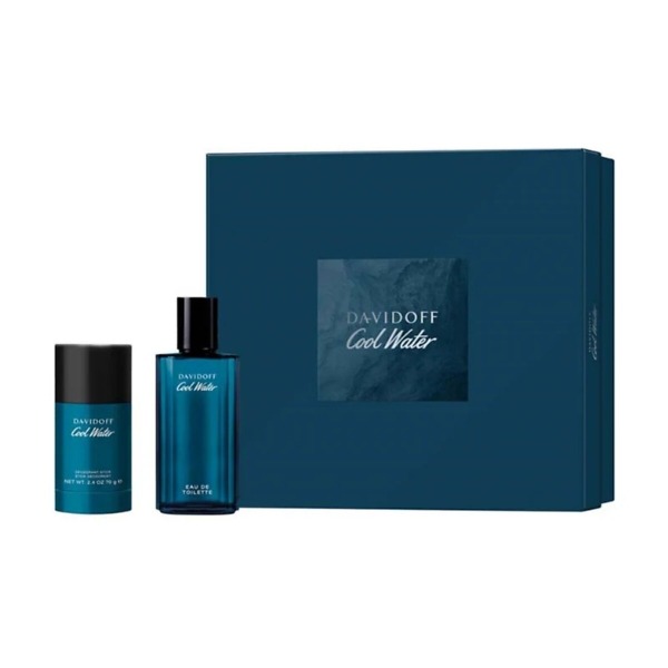 Davidoff Cool Water Gift Set for Men featuring a 4.2 fl. oz. Eau de Toilette and 2.5 fl. oz. After Shave Balm, elegantly packaged for gifting.